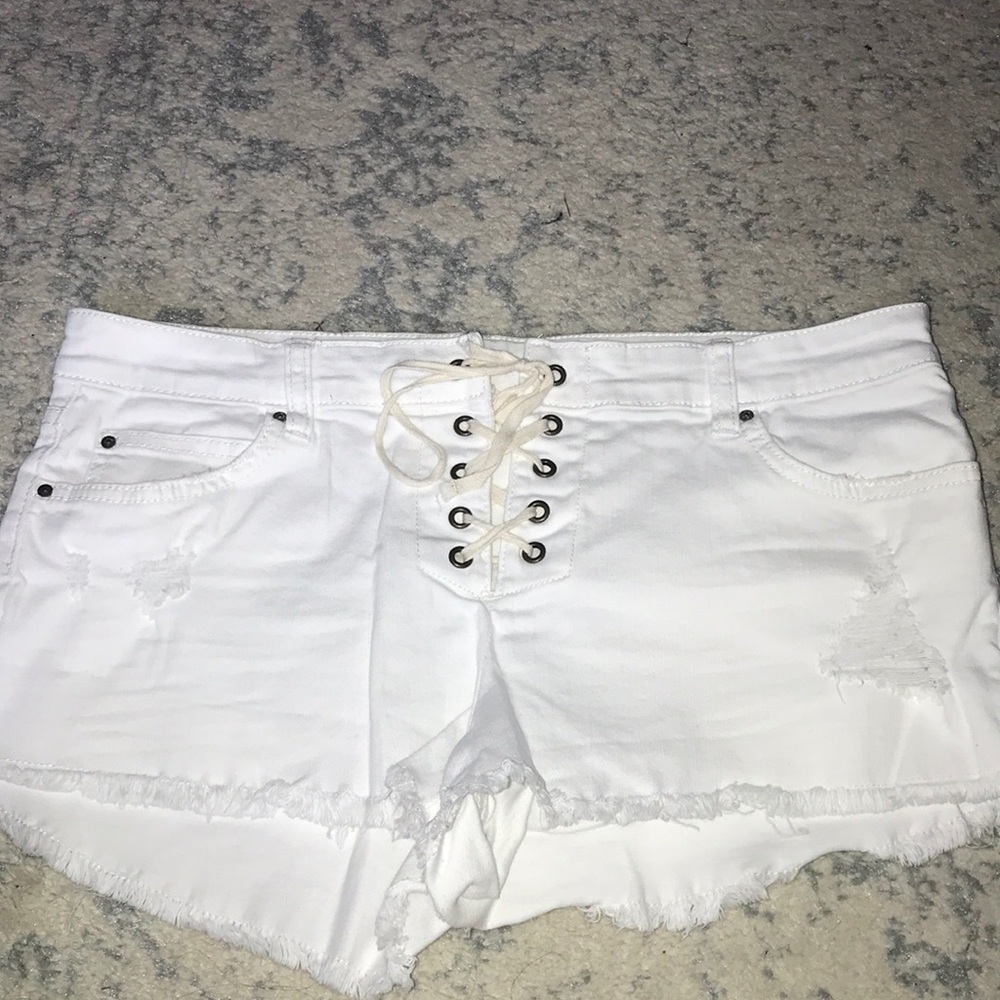 White denim shorts
